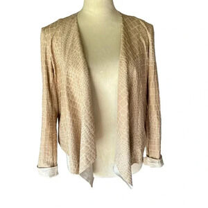 Blank NYC Croc Embossed Faux Leather Jacket Size M Beige Tan Cream Asymmetrical
